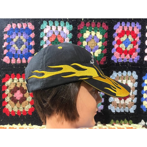 Kochs Turkey Farm Black and Yellow Flames Adjustable Baseball Hat - Picture 4 of 6